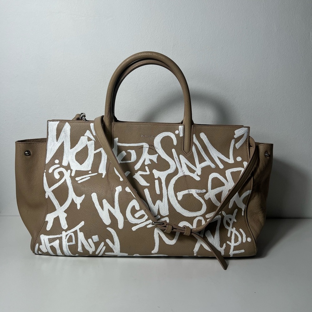 Saint Laurent YSL Rive Gauche 2Way Graffiti Top Handle Crossbody Tote Bag Purse - Picture 3 of 13